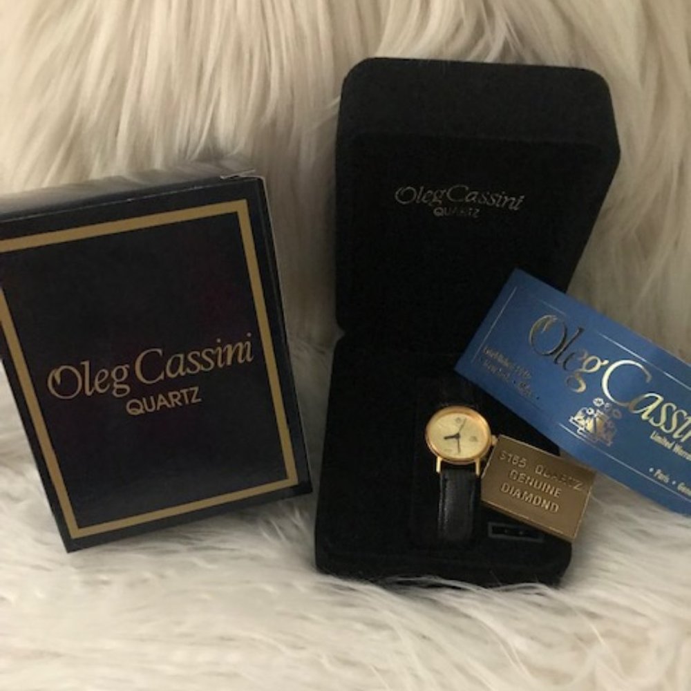 NWT VINTAGE OLEG CASSINI DIAMOND COIN WATCH